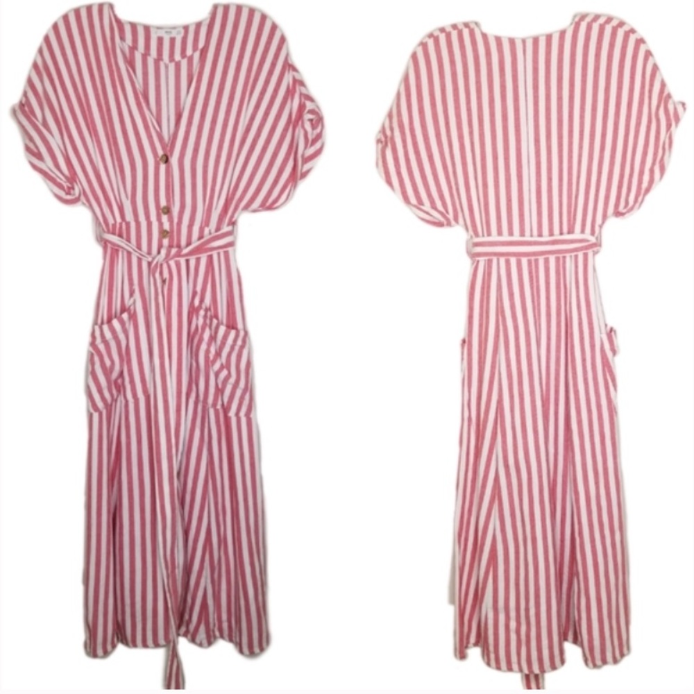 NWOT medium mango red and white striped dress